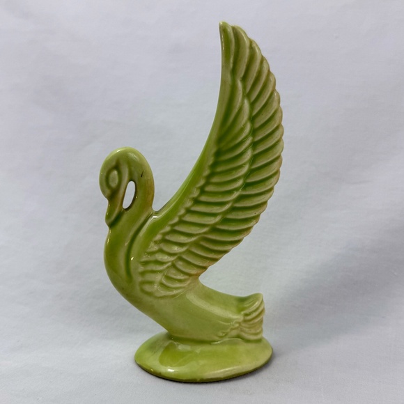 Vintage Chartreuse Porcelain Swan Mid-Century Modern - Picture 4 of 8